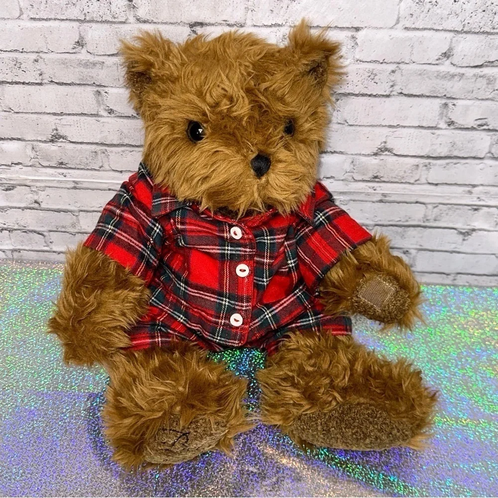 Belkie 2000 Teddy Bear Plush Plaid Pajamas Festive Jointed Hands Feet Vintage
